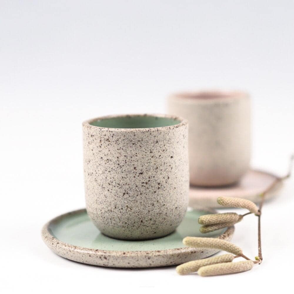 Soft Tone Espresso Cups & Saucers – Set of Two - Lunora