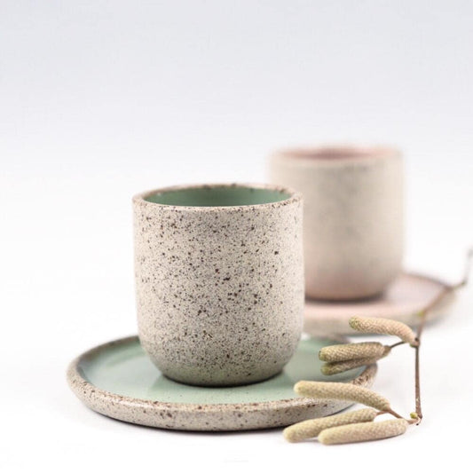 Soft Tone Espresso Cups & Saucers – Set of Two - Lunora