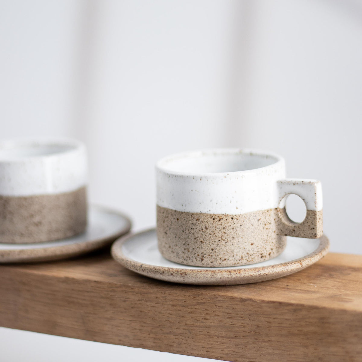 Stone Texture Espresso Cups & Saucers – Set of Two - Lunora