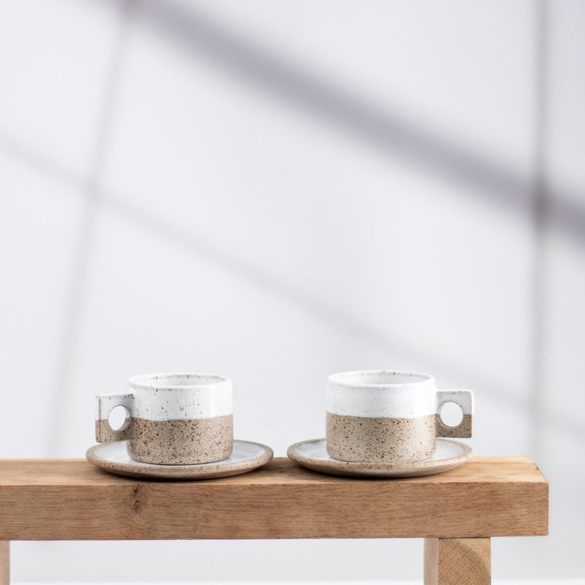 Stone Texture Espresso Cups & Saucers – Set of Two - Lunora