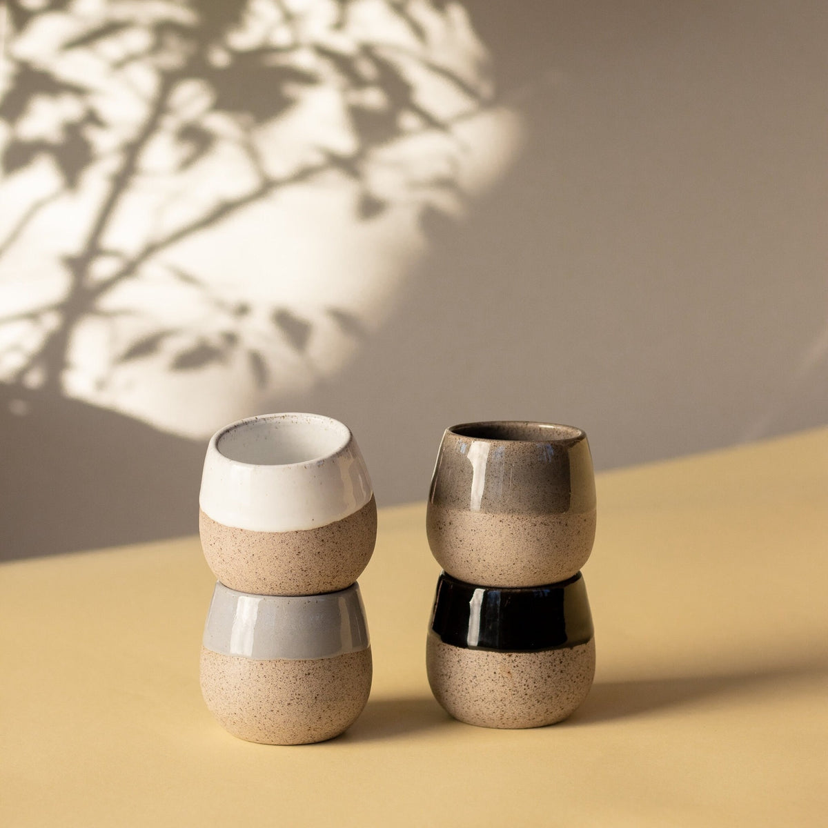 Monochrome Espresso Cups – Set of Four - Lunora